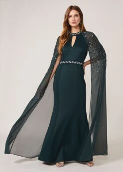Kacy Beaded Cape Dress