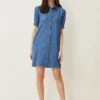 Kiah Puff Sleeve Denim Dress -Floral Und Chic 220462354 01 kiah puff sleeve denim dress