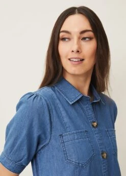 Kiah Puff Sleeve Denim Dress -Floral Und Chic 220462354 04 kiah puff sleeve denim dress