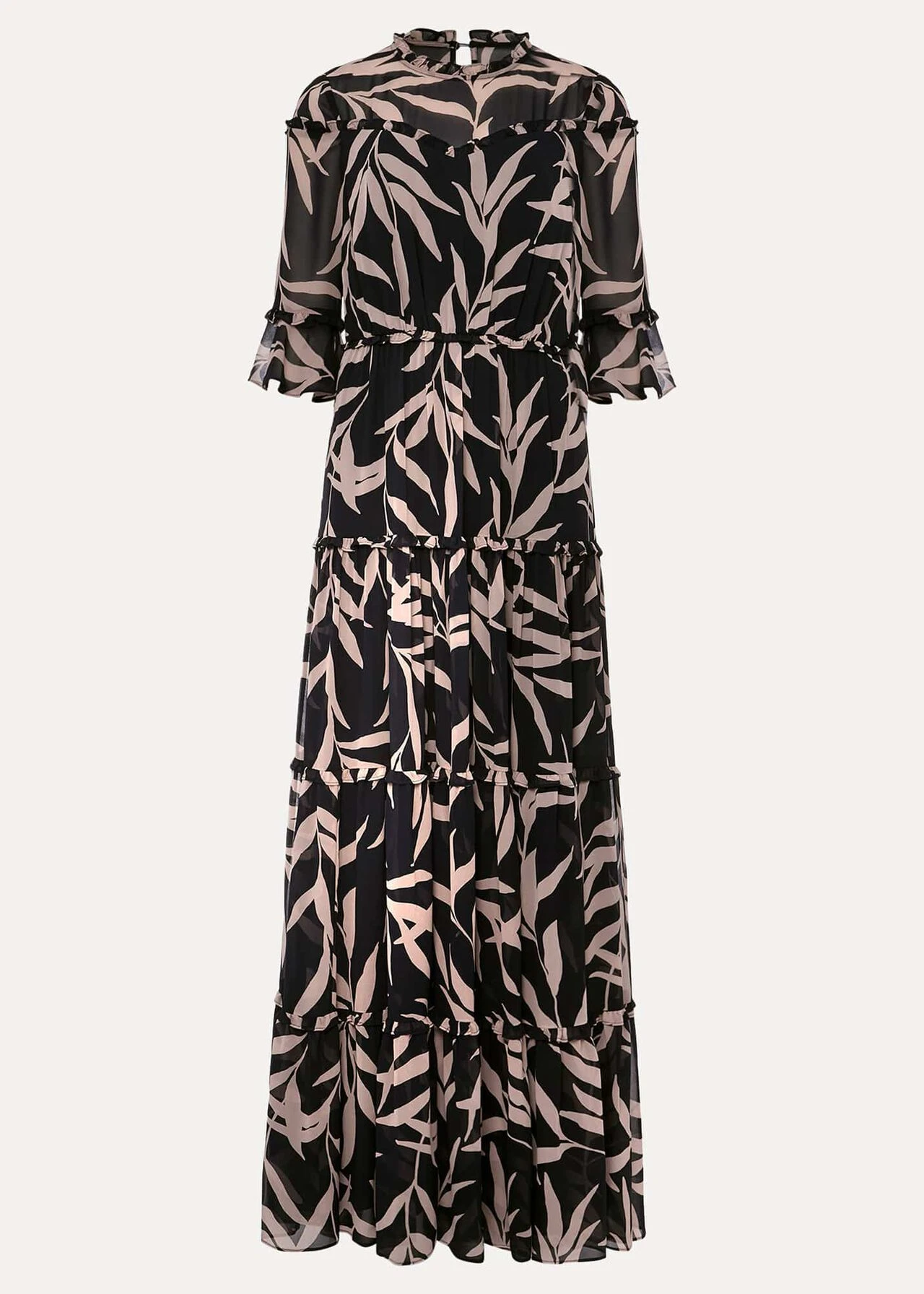 Amber Leaf Print Tiered Maxi Dress 8 Amber Leaf Print Tiered Maxi Dress – Bild 6