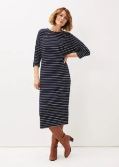 Cecile Stripe Midi Jersey Dress
