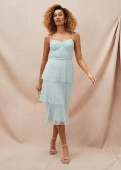 Kaia Pleated Tulle Midi Dress -Floral Und Chic 220767479 03 kaia pleated tulle midi dress