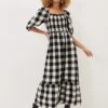 Evlin Gingham Square Neck Dress -Floral Und Chic 220772287 01 evlin gingham square neck dress