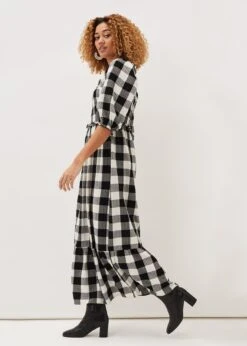Evlin Gingham Square Neck Dress -Floral Und Chic 220772287 05 evlin gingham square neck dress
