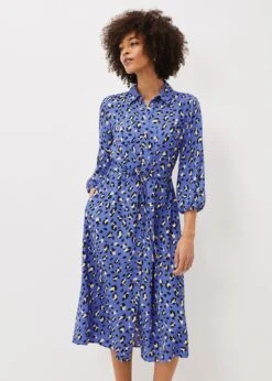 Tana Leopard Print Midi Shirt Dress -Floral Und Chic 220774408 03 tana leopard print midi shirt dress
