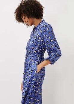 Tana Leopard Print Midi Shirt Dress -Floral Und Chic 220774408 05 tana leopard print midi shirt dress