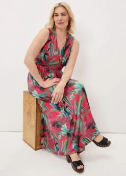 Antonia Jersey Palm Print Maxi Dress -Floral Und Chic 220830000 05 antonia jersey palm print maxi dress