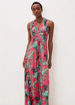Antonia Jersey Palm Print Maxi Dress -Floral Und Chic 220830000 07 antonia jersey palm print maxi dress