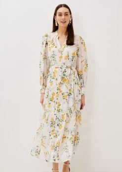 Lucie Floral Shirt Midaxi Dress -Floral Und Chic 220839000 03 lucie floral shirt midaxi dress