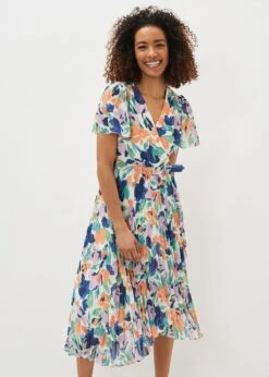 Essie Floral Pleated Midi Dress