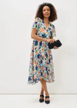Essie Floral Pleated Midi Dress -Floral Und Chic 220864000 03 essie floral pleated midi dress
