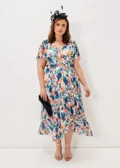 Essie Floral Pleated Midi Dress -Floral Und Chic 220864000 06 essie floral pleated midi dress