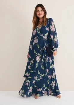 Elsa Printed Woven Frill Maxi Dress