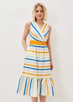 Riley Cotton Striped Midi Dress -Floral Und Chic 220910000 02 riley cotton striped midi dress