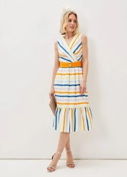 Riley Cotton Striped Midi Dress -Floral Und Chic 220910000 05 riley cotton striped midi dress