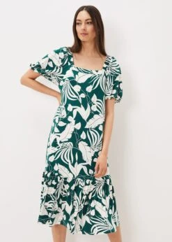 Aayra Palm Print Midaxi Dress