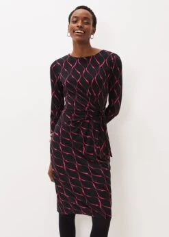 Ally Abstract Print Fitted Jersey Dress