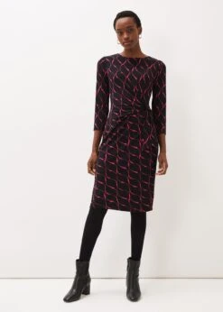 Ally Abstract Print Fitted Jersey Dress -Floral Und Chic 220933861 03 ally abstract print fitted jersey dress