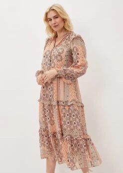 Ailsa Geometric Print Chiffon Midi Dress