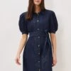 Josephine Denim Puff Sleeve Dress -Floral Und Chic 221010353 01 josephine denim puff sleeve dress