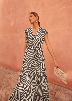 Zalaya Zebra Print Maxi Dress