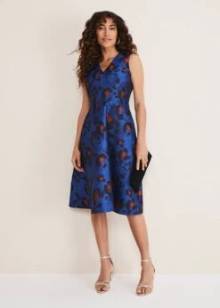 Clarisse Print Jacquard Dress -Floral Und Chic 221055581 03 clarisse print jacquard dress