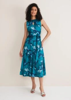 Corrin Butterfly Print Midi Dress