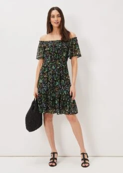 Zaylah Shirred Floral Mesh Dress -Floral Und Chic 221138492 03 zaylah shirred floral mesh dress