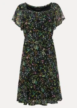 Zaylah Shirred Floral Mesh Dress -Floral Und Chic 221138492 99 zaylah shirred floral mesh dress