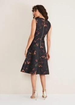 Savannah Jacquard Floral Fit And Flare Dress -Floral Und Chic 221141493 02 savannah jacquard floral fit and flare dress