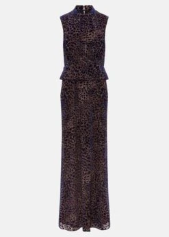 Catalina Leopard Velvet Maxi Dress -Floral Und Chic 221202000 99 catalina leopard velvet maxi dress