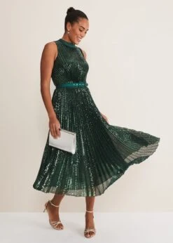 Simara Sequin Pleat Dress