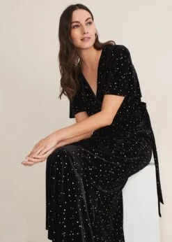 Holly Velvet Star Wrap Maxi Dress -Floral Und Chic 221225050 06 holly velvet star wrap maxi dress