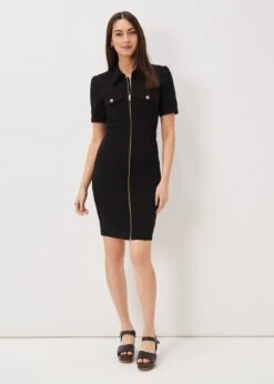 Shaden Zip Front Ponte Dress -Floral Und Chic 221230050 03 shaden zip front ponte dress