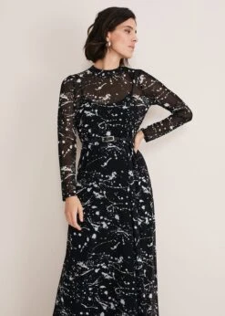 Elianna Splatter Long Sleeved Dress -Floral Und Chic 221234230 03 elianna splatter long sleeved dress