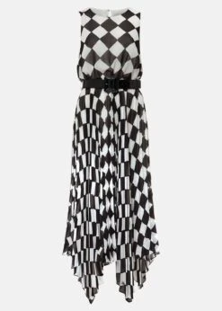 Laurel Checked Pleated Midi Dress -Floral Und Chic 221355725 99 laurel checked pleated midi dress