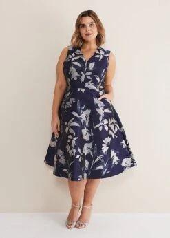 Cassy Jaquard Floral Midi Dress -Floral Und Chic 221365493 05 cassy jaquard floral midi dress