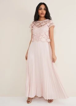 Petite Michelle Lace Pleat Maxi Dress