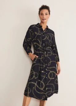 Tana Chain Print Shirt Midi Dress -Floral Und Chic 221464351 03 tana chain print shirt midi dress
