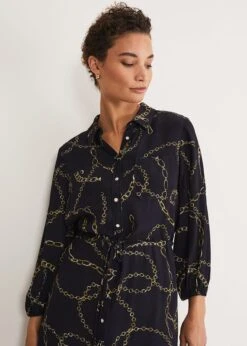 Tana Chain Print Shirt Midi Dress -Floral Und Chic 221464351 04 tana chain print shirt midi dress
