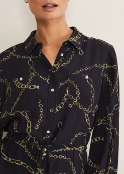 Tana Chain Print Shirt Midi Dress -Floral Und Chic 221464351 06 tana chain print shirt midi dress