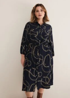 Tana Chain Print Shirt Midi Dress -Floral Und Chic 221464351 07 tana chain print shirt midi dress