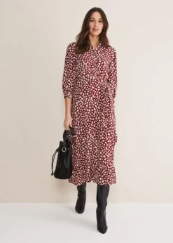 Este Polka Dot Shirt Midi Dress