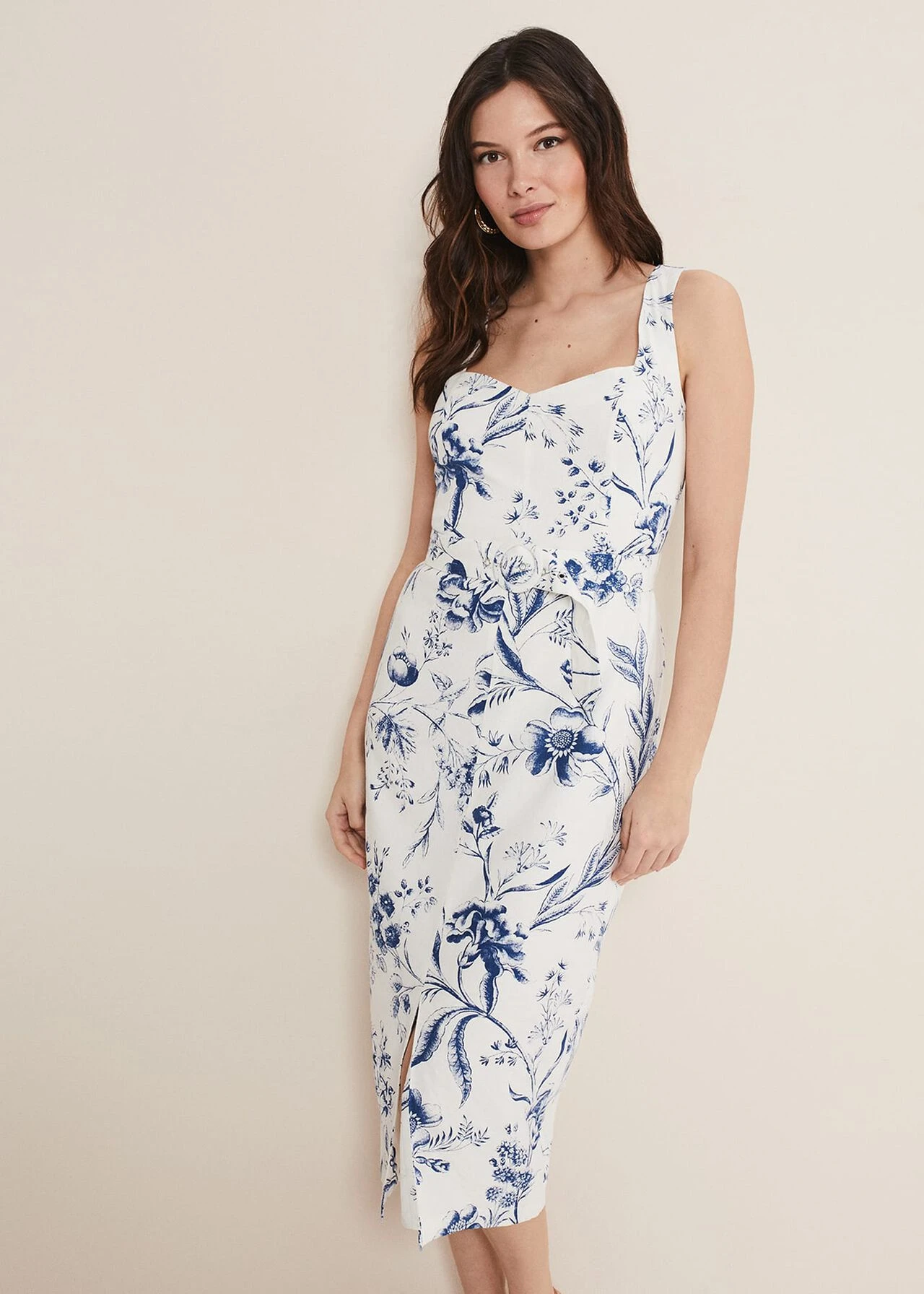 Kaya Linen Floral Bodycon Midi Dress 3 Kaya Linen Floral Bodycon Midi Dress