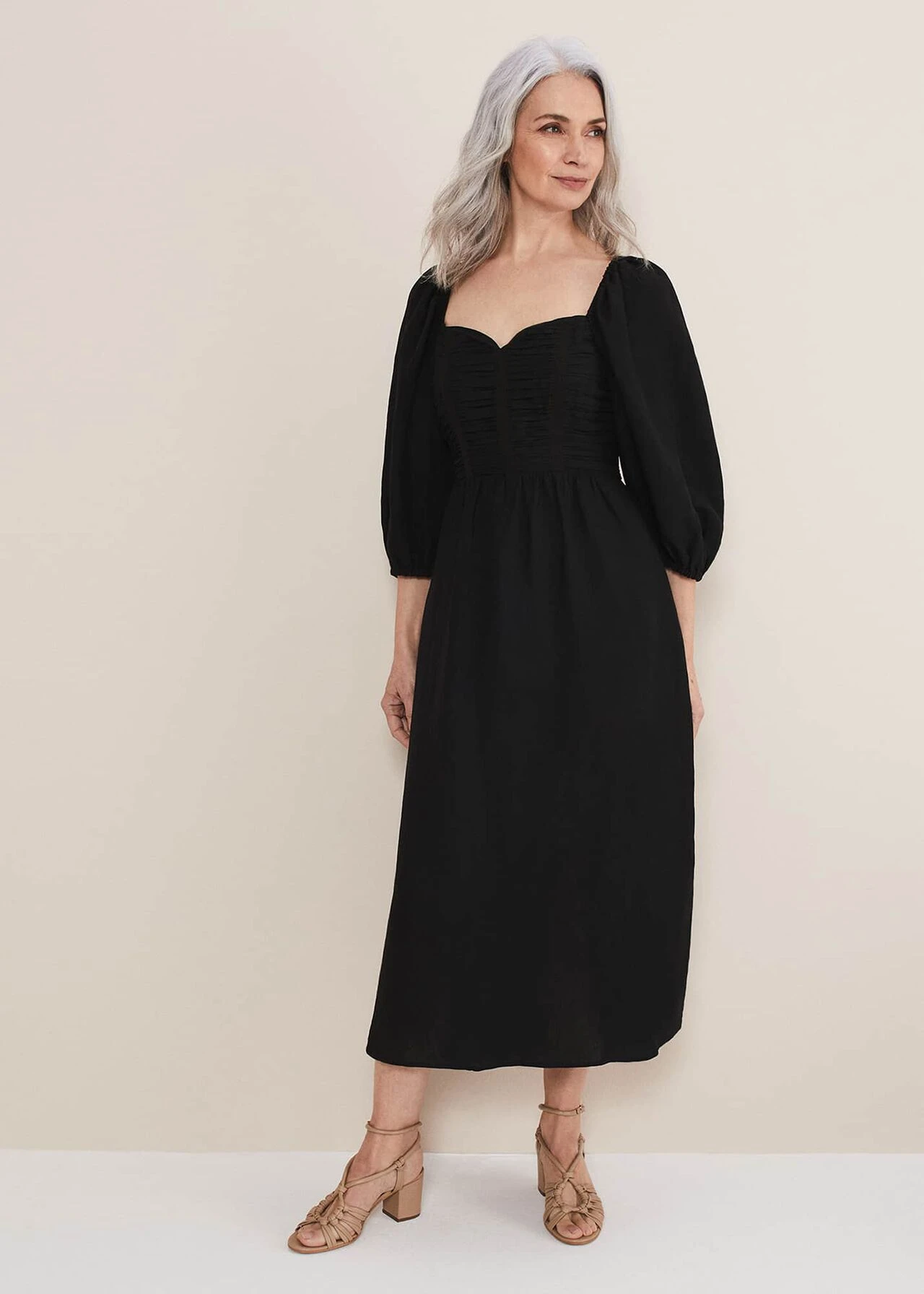 Shola Linen Ruched Bodice Dress 7 Shola Linen Ruched Bodice Dress – Bild 5