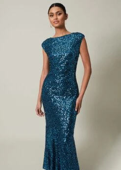 Haven Blue Sequin Maxi Dress -Floral Und Chic 221688857 03 haven blue sequin maxi dress