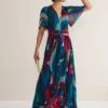 Priscilla Abstract Floral Pleated Maxi Dress -Floral Und Chic 221757000 01 priscilla abstract floral pleated maxi dress