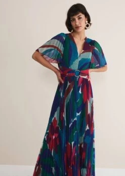 Priscilla Abstract Floral Pleated Maxi Dress -Floral Und Chic 221757000 03 priscilla abstract floral pleated maxi dress