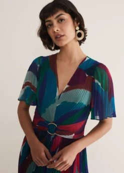 Priscilla Abstract Floral Pleated Maxi Dress -Floral Und Chic 221757000 04 priscilla abstract floral pleated maxi dress