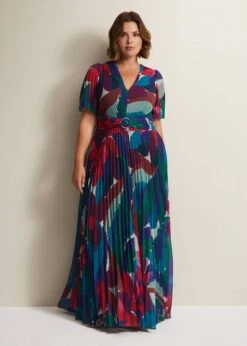 Priscilla Abstract Floral Pleated Maxi Dress -Floral Und Chic 221757000 06 priscilla abstract floral pleated maxi dress